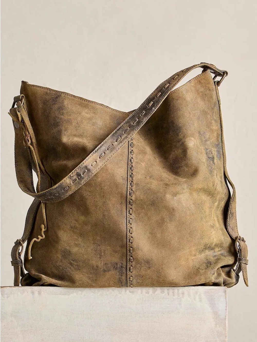 We The Free Dallas Distressed Leather Hobo Bag